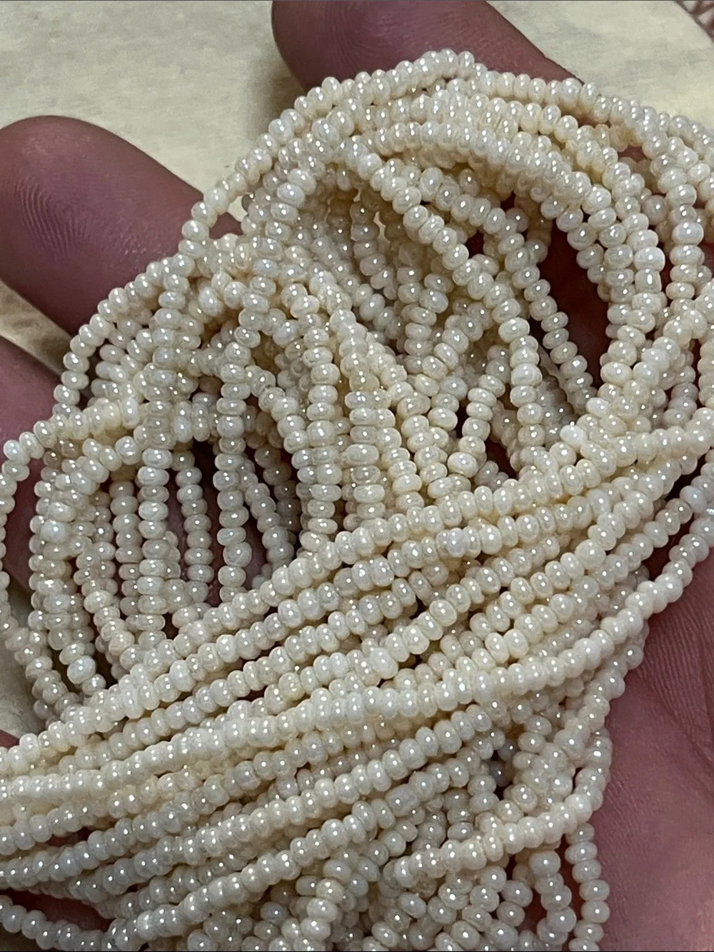 Vintage Cream Multi-Strand Seed Bead Necklace